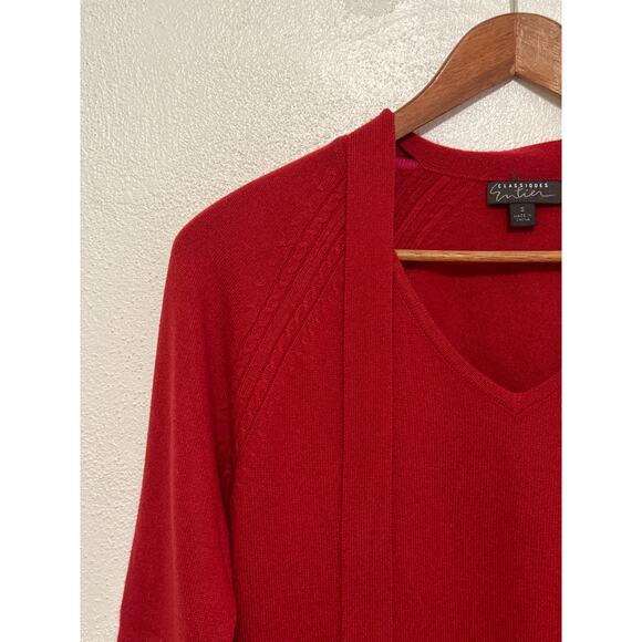 Classiques Entier 100% Cashmere Sweater Red S Necktie Classic Quite Luxury - Picture 4 of 13